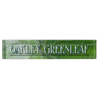 Green Leaf Vein Detail Custom Name and Image Nameplate