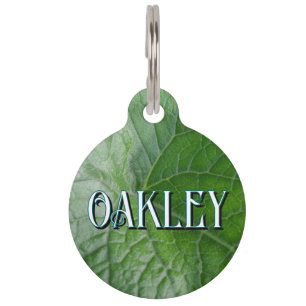 Green Leaf Vein Detail Pet Tag