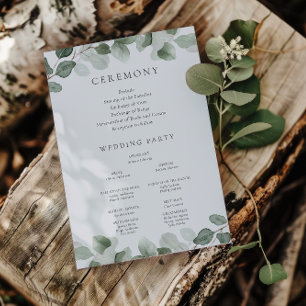 Green Leaf Wedding Ceremony or Reception Program