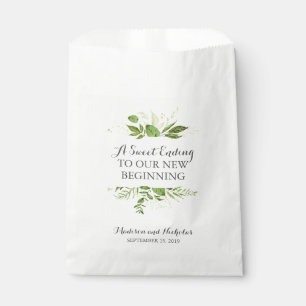 Green Leaf Wedding Favour Bags, Rustic Greenery Bag