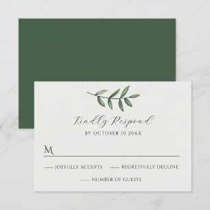 Green Leaf wedding RSVP Card