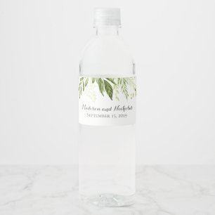 Green Leaf Wedding Water Bottle Labels, Greenery Label