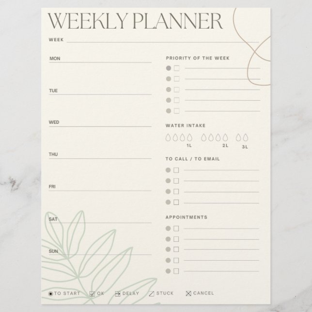 Green Leaf Weekly Planner (Front)