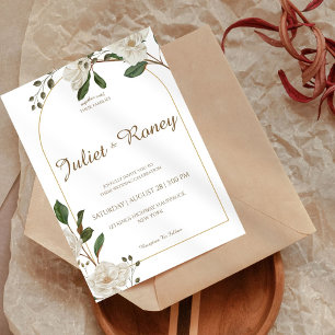 Green Leaf White Wedding Invitations