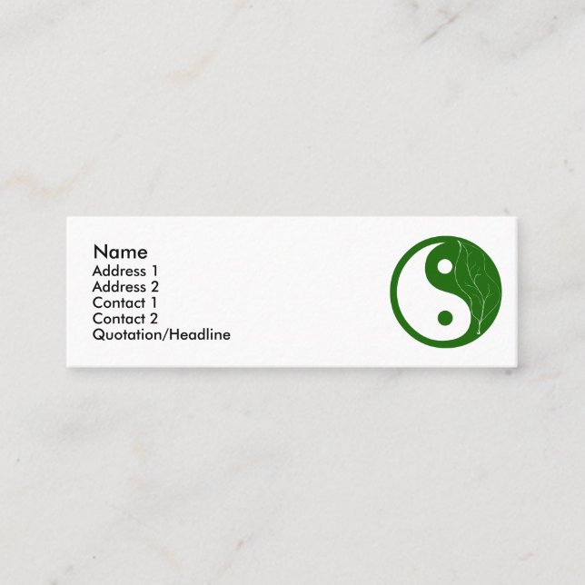 Green Leaf Yin Yang Mini Business Card (Front)