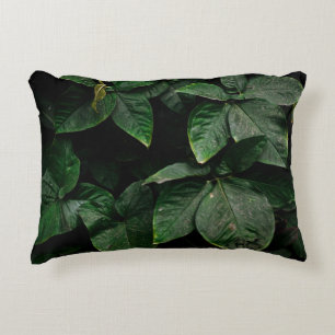 GREEN-LEAFED PLANT ON FOCUS PHOTOGRAPHY ACCENT PILLOW