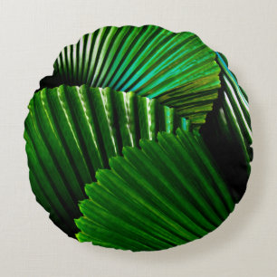 Green-leafed plant round pillow