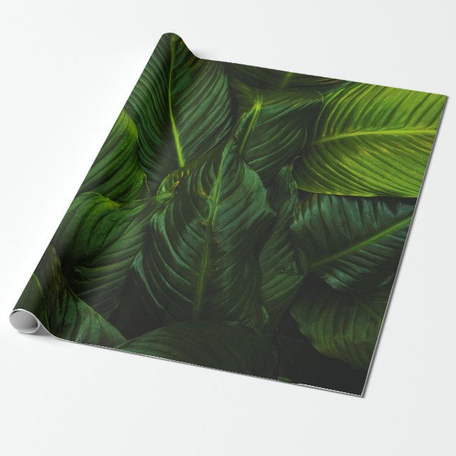 GREEN-LEAFED PLANT WRAPPING PAPER (Unrolled)