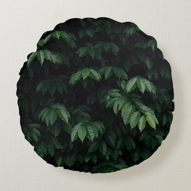 GREEN-LEAFED TREE ROUND PILLOW (Front)