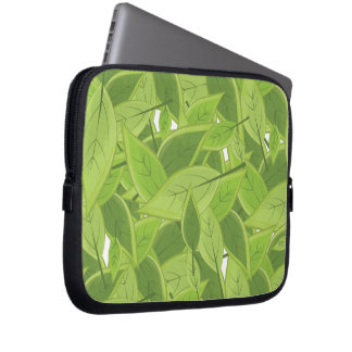 Green Leafs Pattern Laptop Sleeve