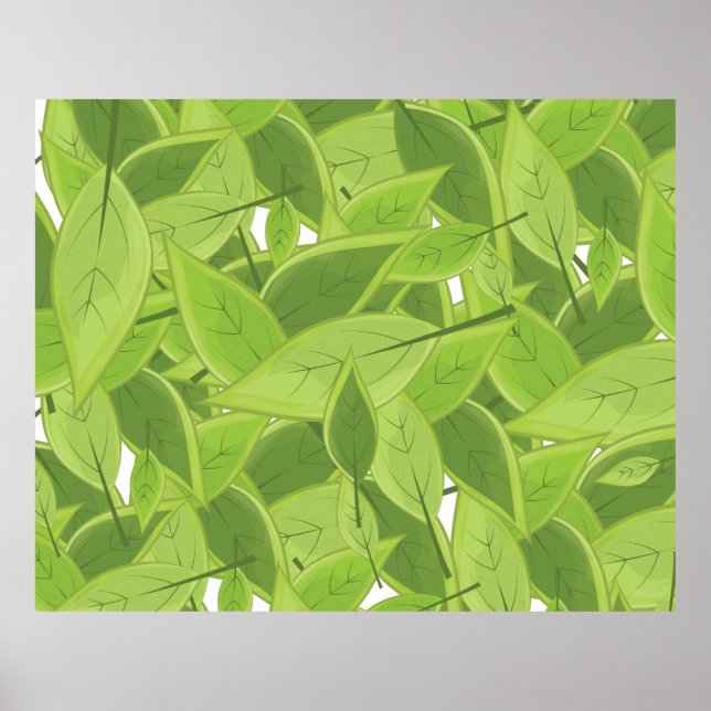 Green Leafs Pattern Poster (Front)