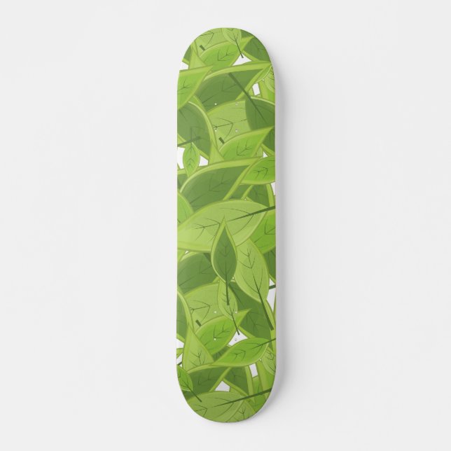 Green Leafs Pattern Skateboard (Front)