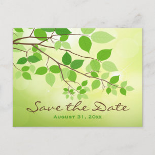 Green Leafy Branches Save the Date Post Card
