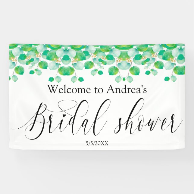 Green Leafy Bridal Shower Banner (Horizontal)