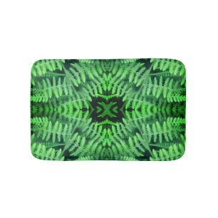 Green Leafy Ferns Abstract Bath Mat
