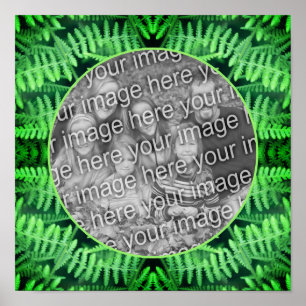 Green Leafy Ferns Frame Create Your Own Photo     Poster