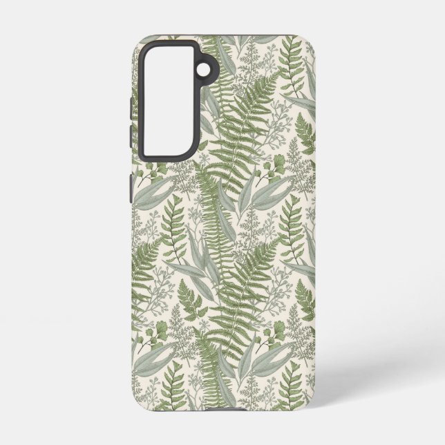 Green Leafy Garden Floral Pattern Samsung Galaxy S21 Case (Back)