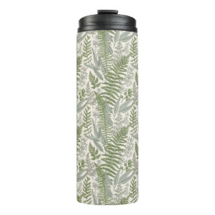 Green Leafy Garden Floral Pattern Thermal Tumbler