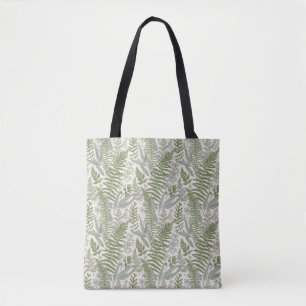 Green Leafy Garden Floral Pattern Tote Bag