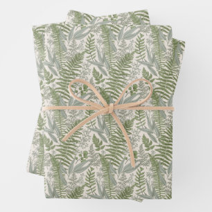 Green Leafy Garden Floral Pattern Wrapping Paper Sheet