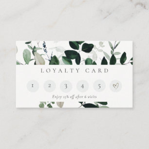 Green Leafy Tropical Foliage Fern 6 Punch Loyalty Business Card