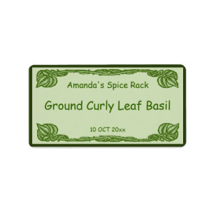 Green Leafy Vines Spice or Canning Jar Label