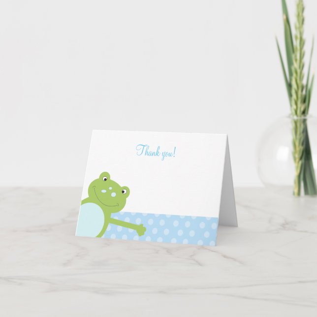 Green Leap Frog Folded Thank you note (Blue) (Front)