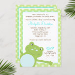 Green Leap Frog Shower Invitation 2 sided invite<br><div class="desc">This sweet frog baby shower invitation is perfect for a baby boy or baby girl. We love that it is customizable on BOTH sides and perfect for writing LOTS of instructions. If you have a baby shower raffle, lots of registries and instructions for guests, our LEAP FROG invitations are perfect...</div>