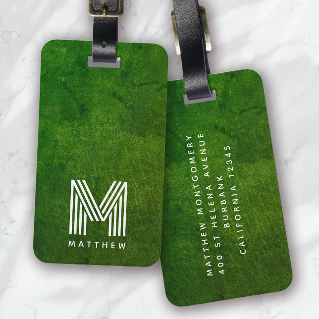 Green Leather Bold Monogram Masculine  Luggage Tag (Creator Uploaded)