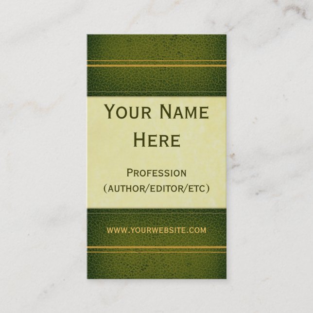 Green Leather Book Business Card (Front)