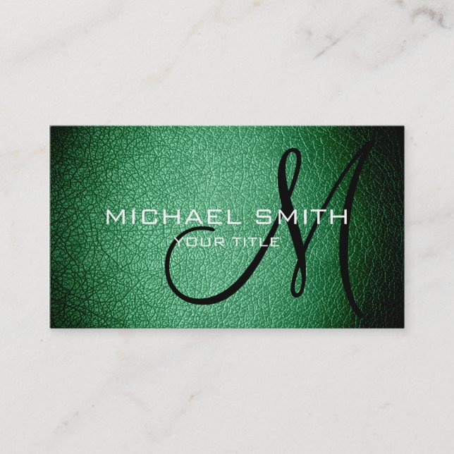 Green leather business card (Front)