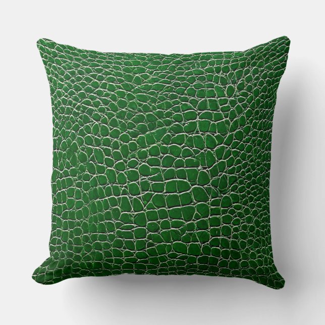 Green leather effect pattern throw pillow (Front)