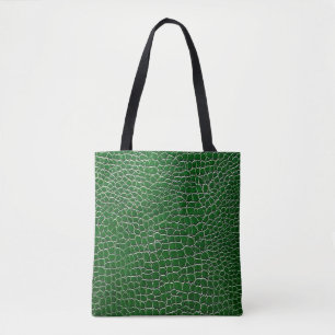 Green leather effect pattern tote bag