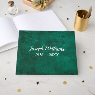 Green Leather For Memorial Service Guest Book