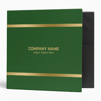Green Leather Gold Stripes Accents 3 Ring Binder