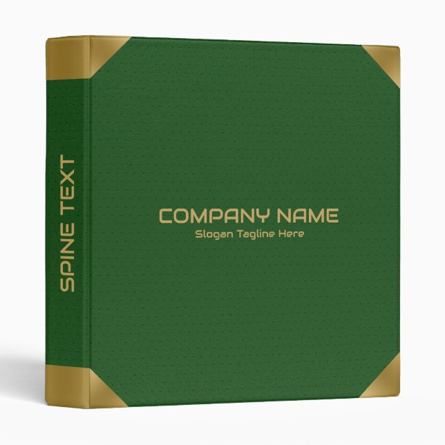 Green Leather image print with gold accents Binder (Front/Spine)