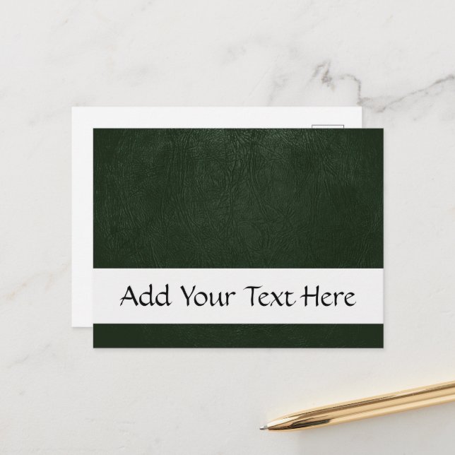 Green Leather, Leather Texture, Leather Background Postcard (Front/Back In Situ)