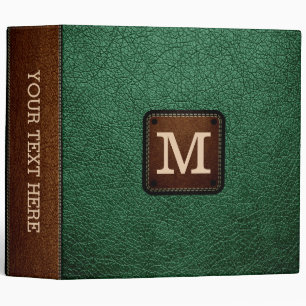 Green Leather Look Monogram Binder