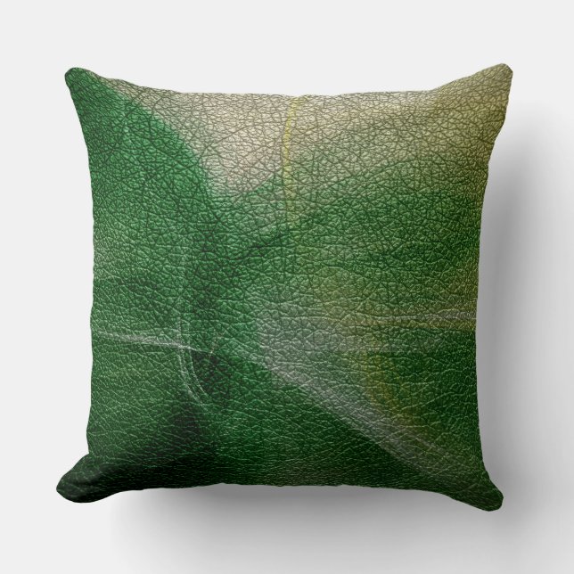 Green Leather Look Throw Pillow (Front)