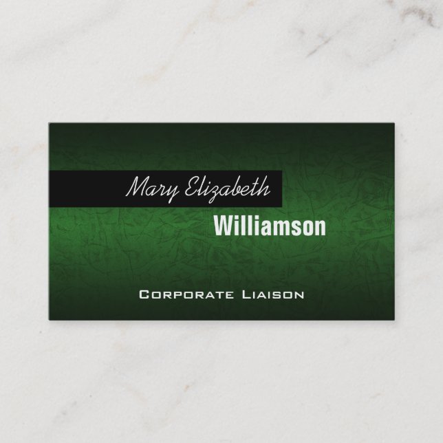 Green Leather Modern Professional Business Cards (Front)