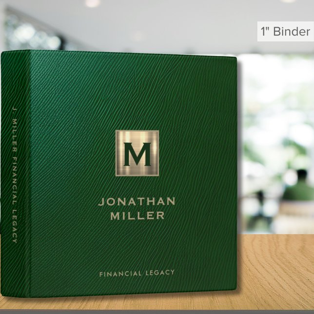 Green Leather Monogram Legacy Keepsake Binder (Creator Uploaded)