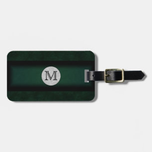Green Leather Monogramed Luggage Tag
