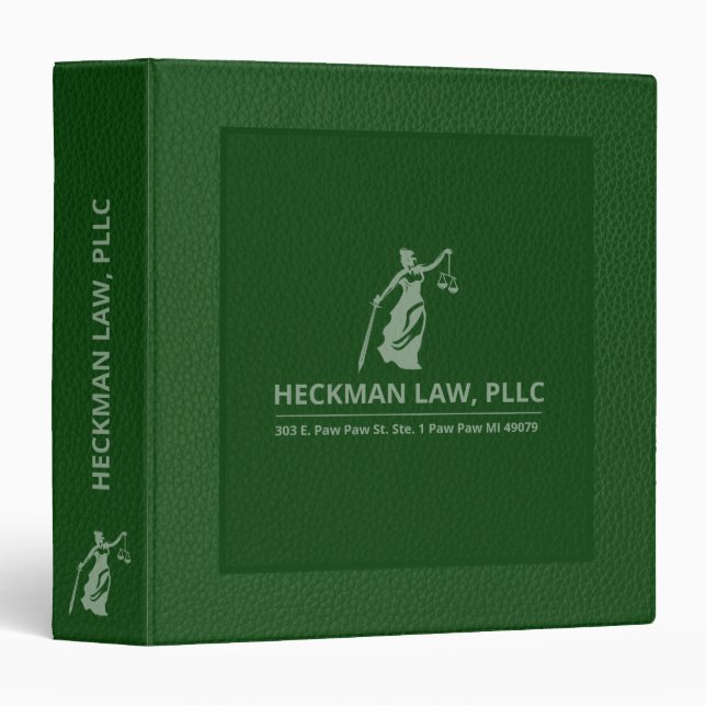 Green Leather Texture Soft Green Justice Scale Binder (Front/Spine)