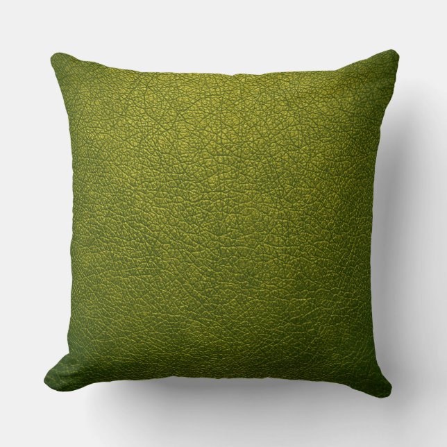 Green Leather Throw Pillow (Front)