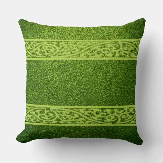 Green Leather Throw Pillow (Front)