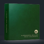 Green Leather Trust Documents Binder<br><div class="desc">Safeguard your trust documents with style using this elegant green leather binder. Its luxurious design features a sophisticated gold monogram on the cover, adding a touch of class to your important paperwork. This binder is meticulously crafted to provide a secure and organized storage solution for your trust documents, ensuring easy...</div>