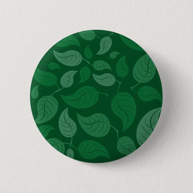 Green leaves 2 inch round button (Front)