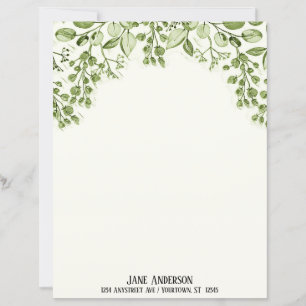 Green Leaves and Berries Stationery Paper