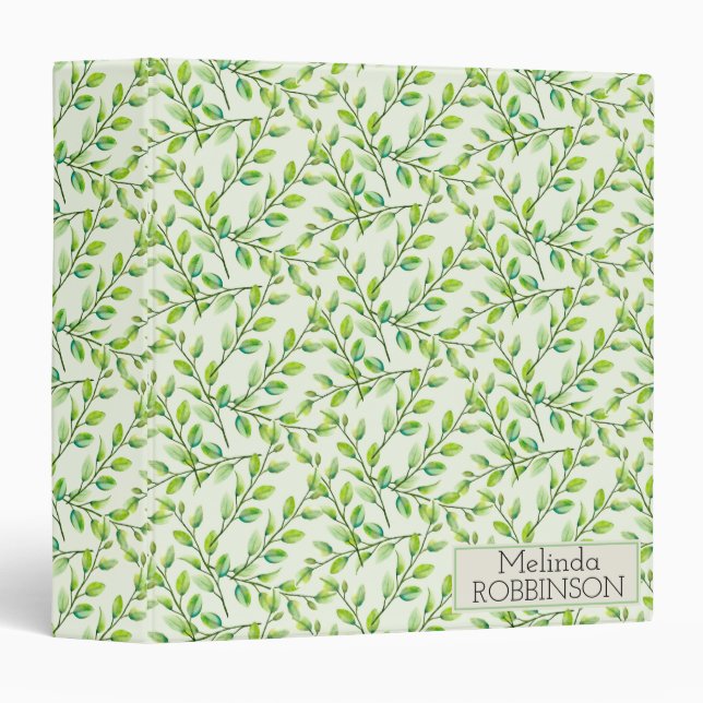 Green Leaves and Branches Custom Binder (Front/Spine)