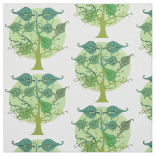 Green Leaves and Tree Pattern fabric